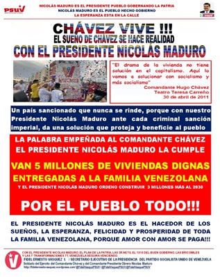 PORTADA 5 MILLONES DE VIVIENDAS. EL SUEÑO DE CHAVEZ SE HACE REALIDAD CON NICOLAS MADURO-Carpeta Fidel Ernesto Vásquez